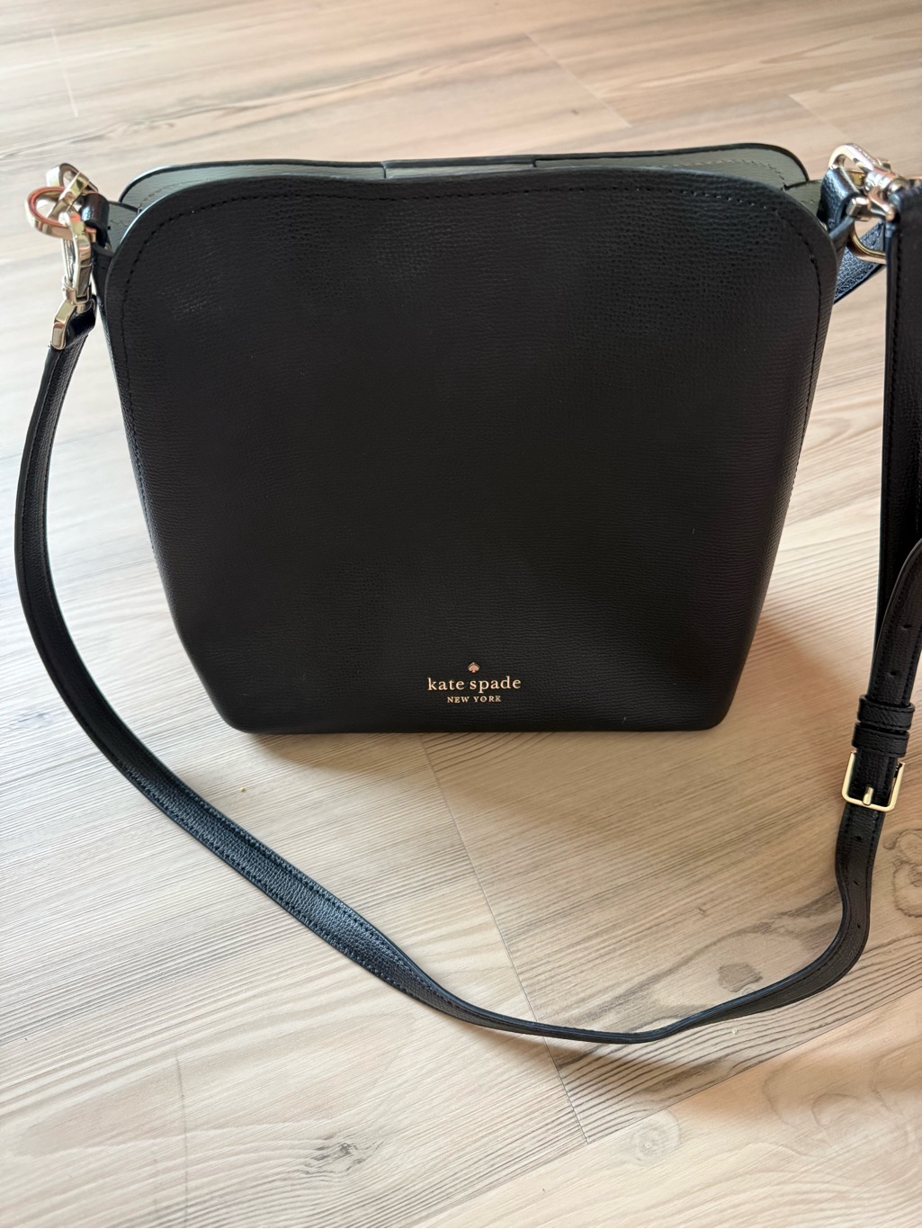 Kate Spade Black Leather Crossbody With Gold Logo